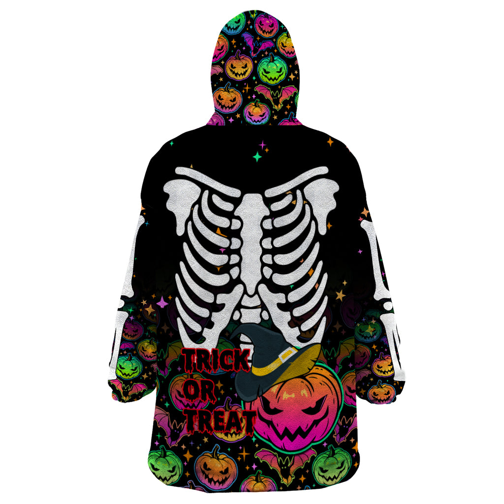 Halloween Skeleton Wearable Blanket Hoodie Trick or Treat Witch Pumpkin Colorful - Wonder Print Shop
