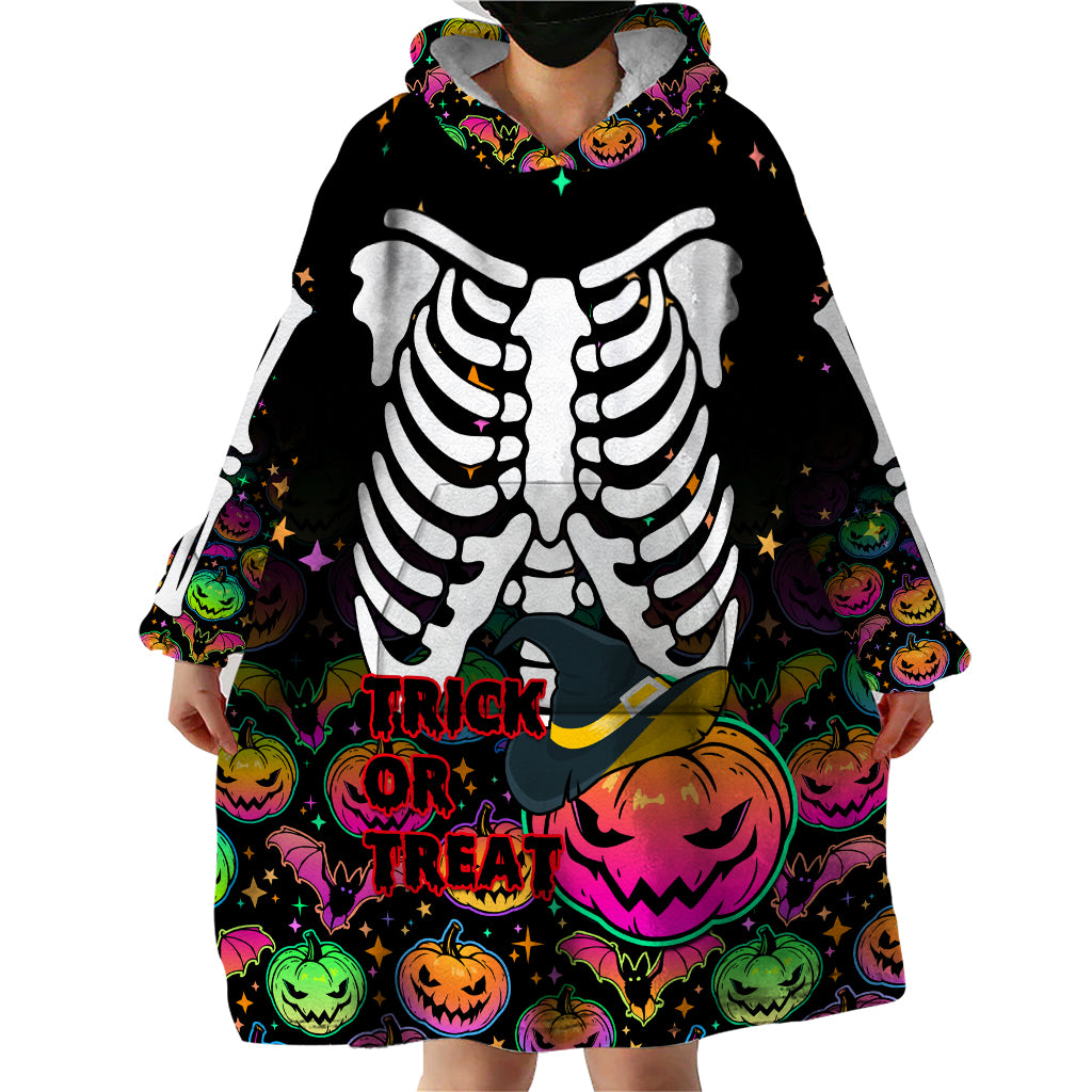Halloween Skeleton Wearable Blanket Hoodie Trick or Treat Witch Pumpkin Colorful - Wonder Print Shop