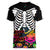 Halloween Skeleton Women V Neck T Shirt Trick or Treat Witch Pumpkin Colorful - Wonder Print Shop