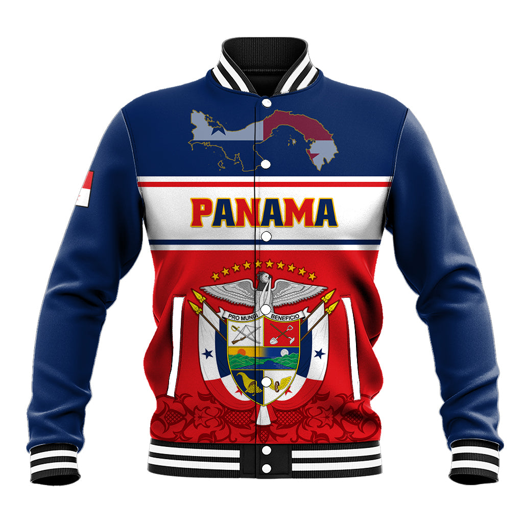 Panama Independence Day Baseball Jacket Coat Of Arms Pollera Pattern - Wonder Print Shop