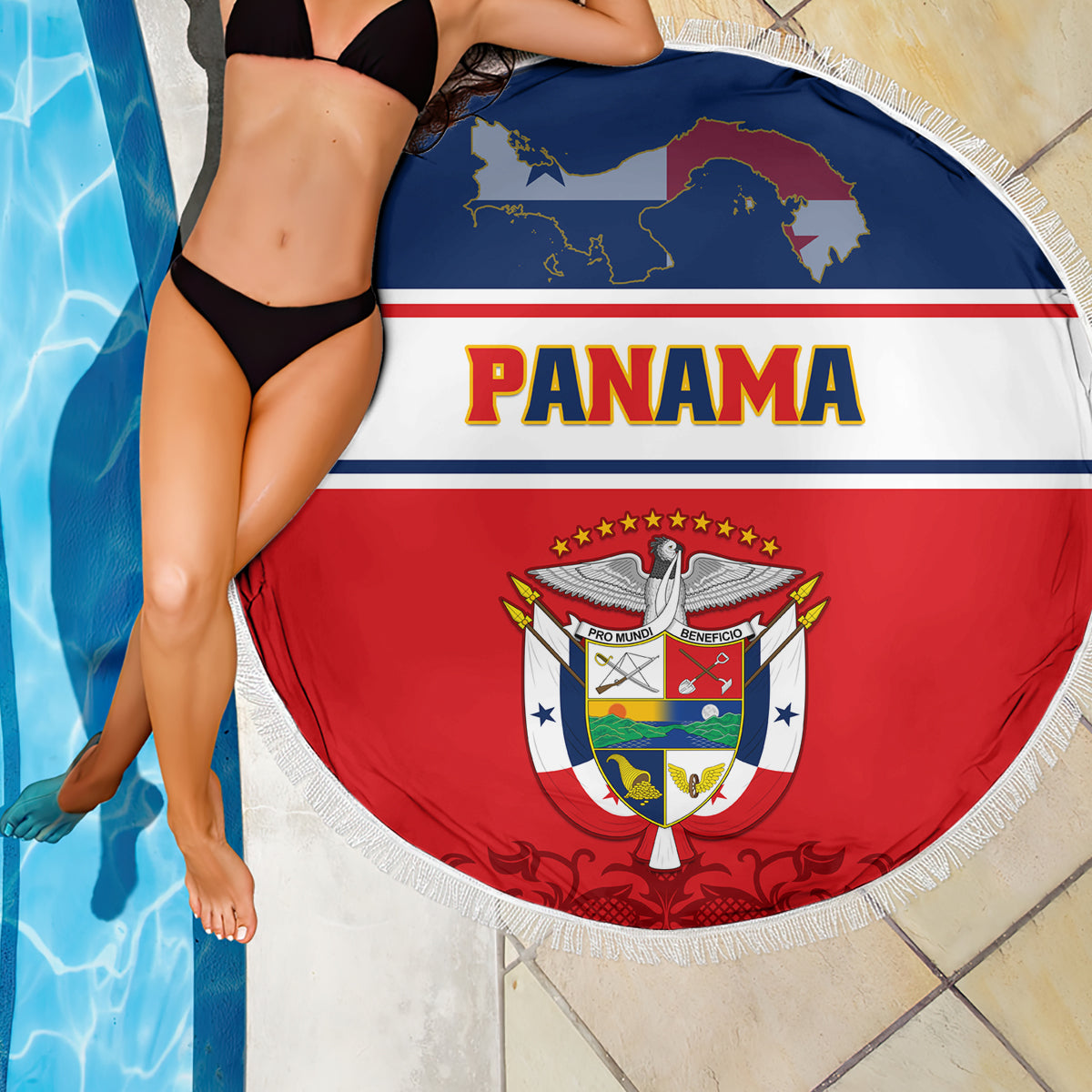 Panama Independence Day Beach Blanket Coat Of Arms Pollera Pattern - Wonder Print Shop