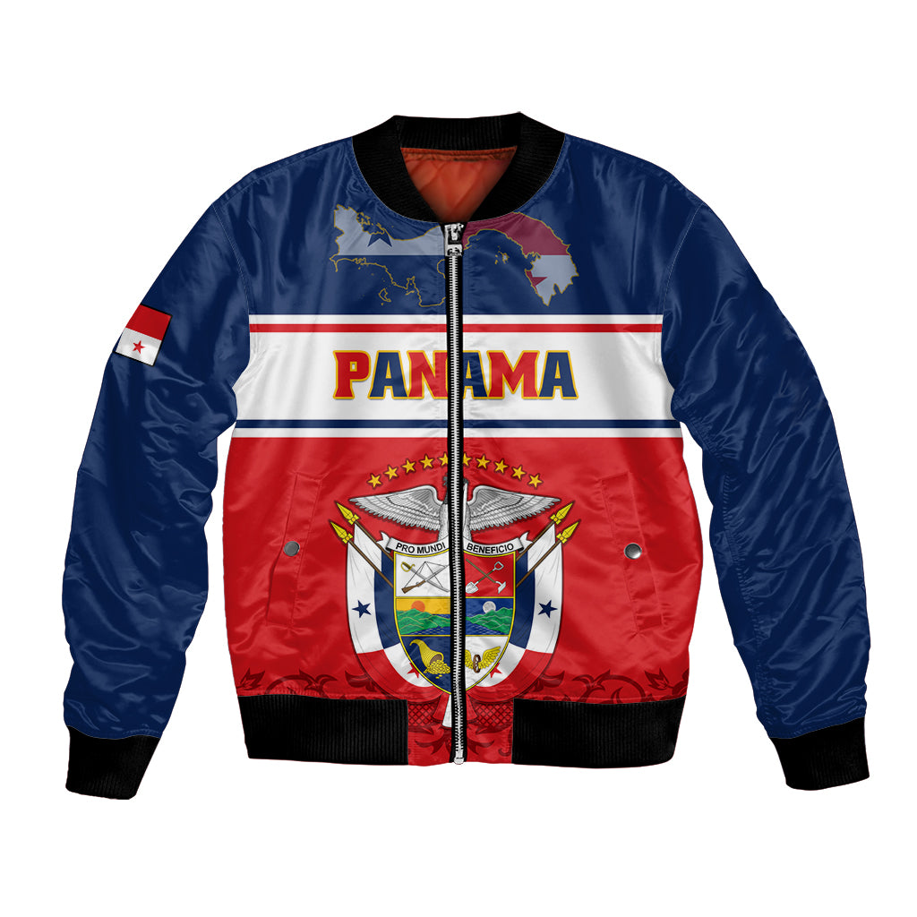 Panama Independence Day Bomber Jacket Coat Of Arms Pollera Pattern - Wonder Print Shop