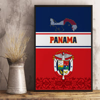 Panama Independence Day Canvas Wall Art Coat Of Arms Pollera Pattern - Wonder Print Shop