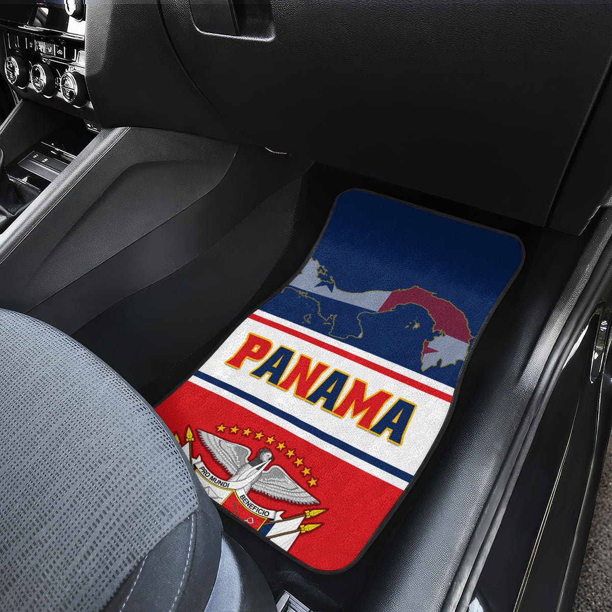 Panama Independence Day Car Mats Coat Of Arms Pollera Pattern - Wonder Print Shop