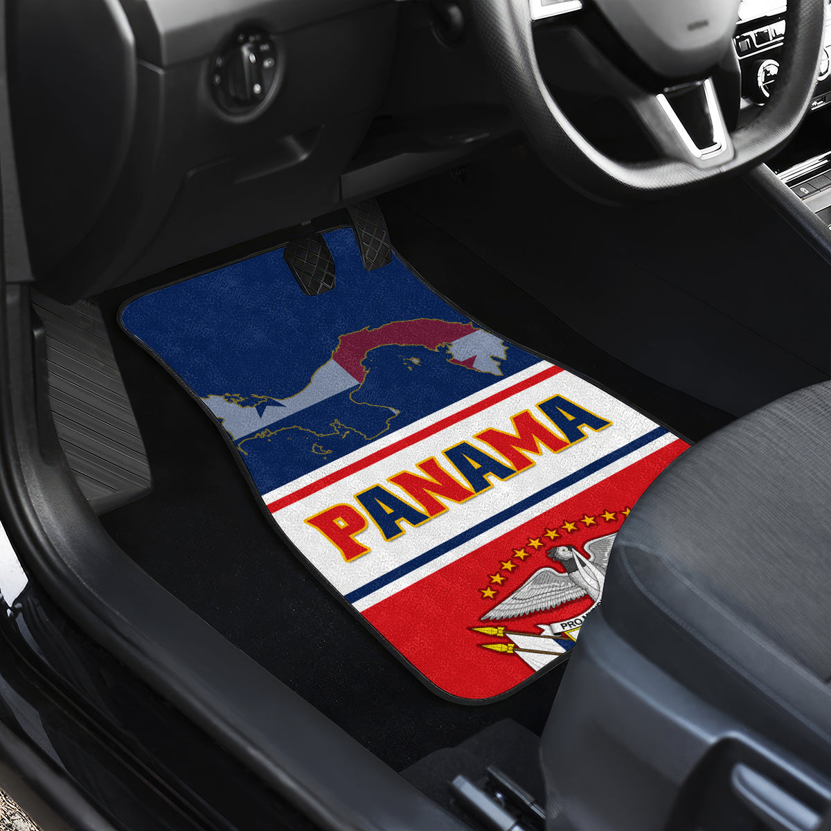 Panama Independence Day Car Mats Coat Of Arms Pollera Pattern - Wonder Print Shop