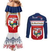panama-independence-day-couples-matching-mermaid-dress-and-long-sleeve-button-shirts-coat-of-arms-pollera-pattern