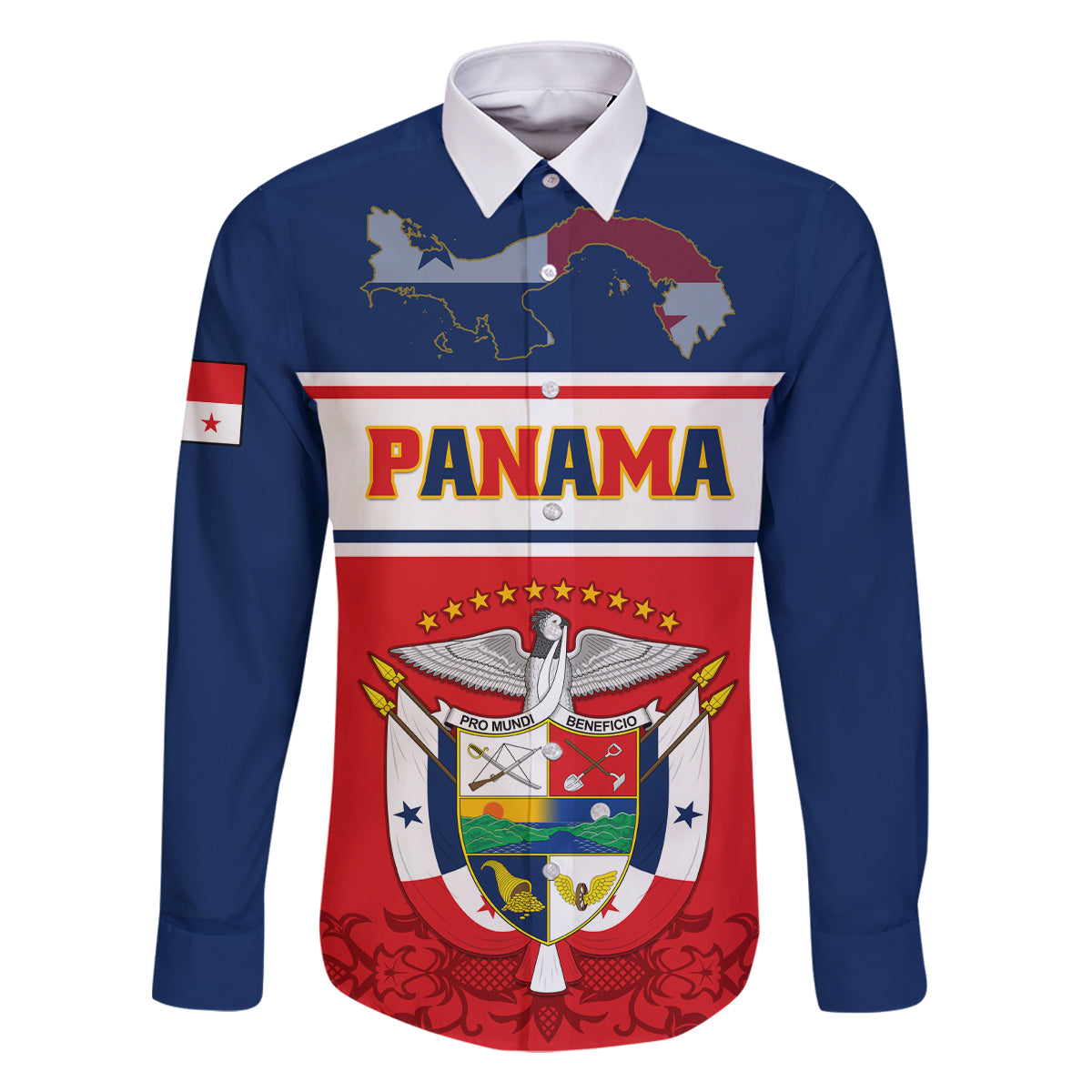 Panama Independence Day Family Matching Long Sleeve Bodycon Dress and Hawaiian Shirt Coat Of Arms Pollera Pattern - Wonder Print Shop