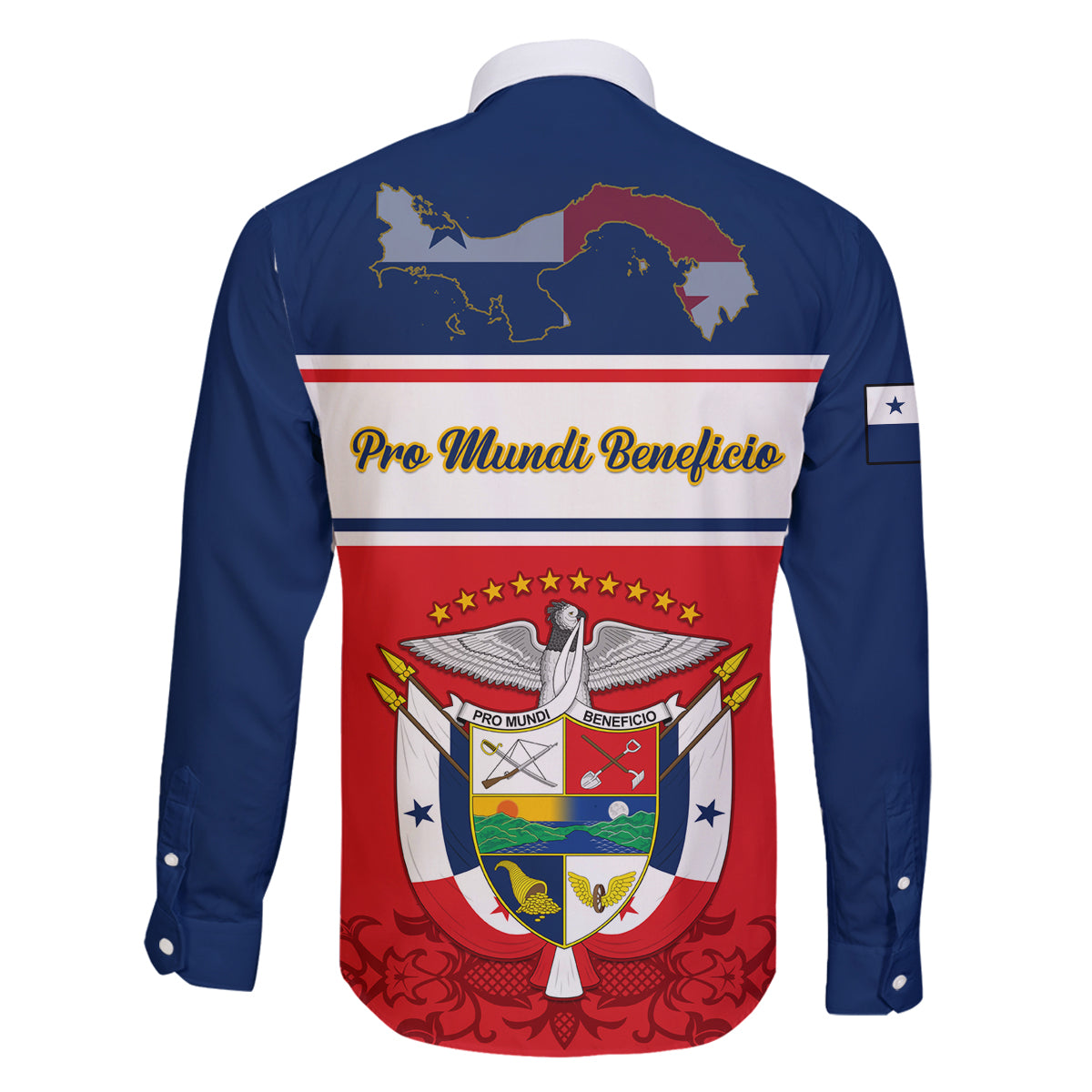 Panama Independence Day Family Matching Long Sleeve Bodycon Dress and Hawaiian Shirt Coat Of Arms Pollera Pattern - Wonder Print Shop