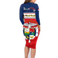 Panama Independence Day Family Matching Long Sleeve Bodycon Dress and Hawaiian Shirt Coat Of Arms Pollera Pattern - Wonder Print Shop