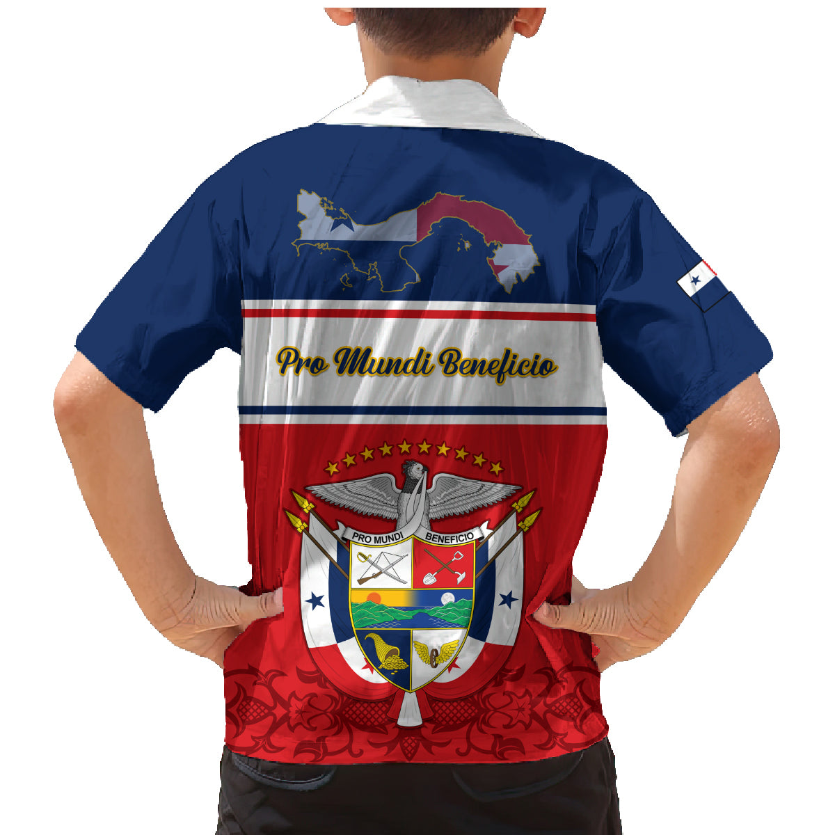 Panama Independence Day Family Matching Mermaid Dress and Hawaiian Shirt Coat Of Arms Pollera Pattern - Wonder Print Shop