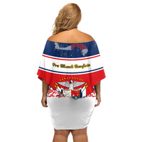 Panama Independence Day Family Matching Off Shoulder Short Dress and Hawaiian Shirt Coat Of Arms Pollera Pattern - Wonder Print Shop