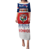 Panama Independence Day Family Matching Puletasi Dress and Hawaiian Shirt Coat Of Arms Pollera Pattern - Wonder Print Shop