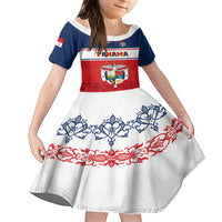 Panama Independence Day Family Matching Short Sleeve Bodycon Dress and Hawaiian Shirt Coat Of Arms Pollera Pattern - Wonder Print Shop
