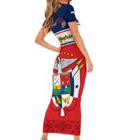 Panama Independence Day Family Matching Short Sleeve Bodycon Dress and Hawaiian Shirt Coat Of Arms Pollera Pattern - Wonder Print Shop