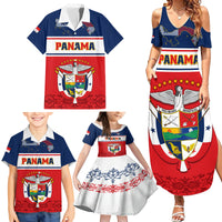 Panama Independence Day Family Matching Summer Maxi Dress and Hawaiian Shirt Coat Of Arms Pollera Pattern - Wonder Print Shop