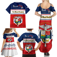 Panama Independence Day Family Matching Summer Maxi Dress and Hawaiian Shirt Coat Of Arms Pollera Pattern - Wonder Print Shop