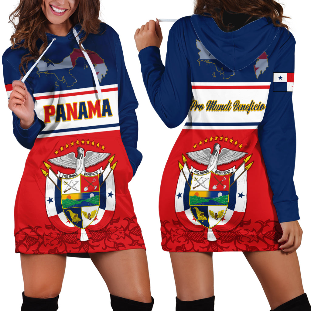 Panama Independence Day Hoodie Dress Coat Of Arms Pollera Pattern - Wonder Print Shop