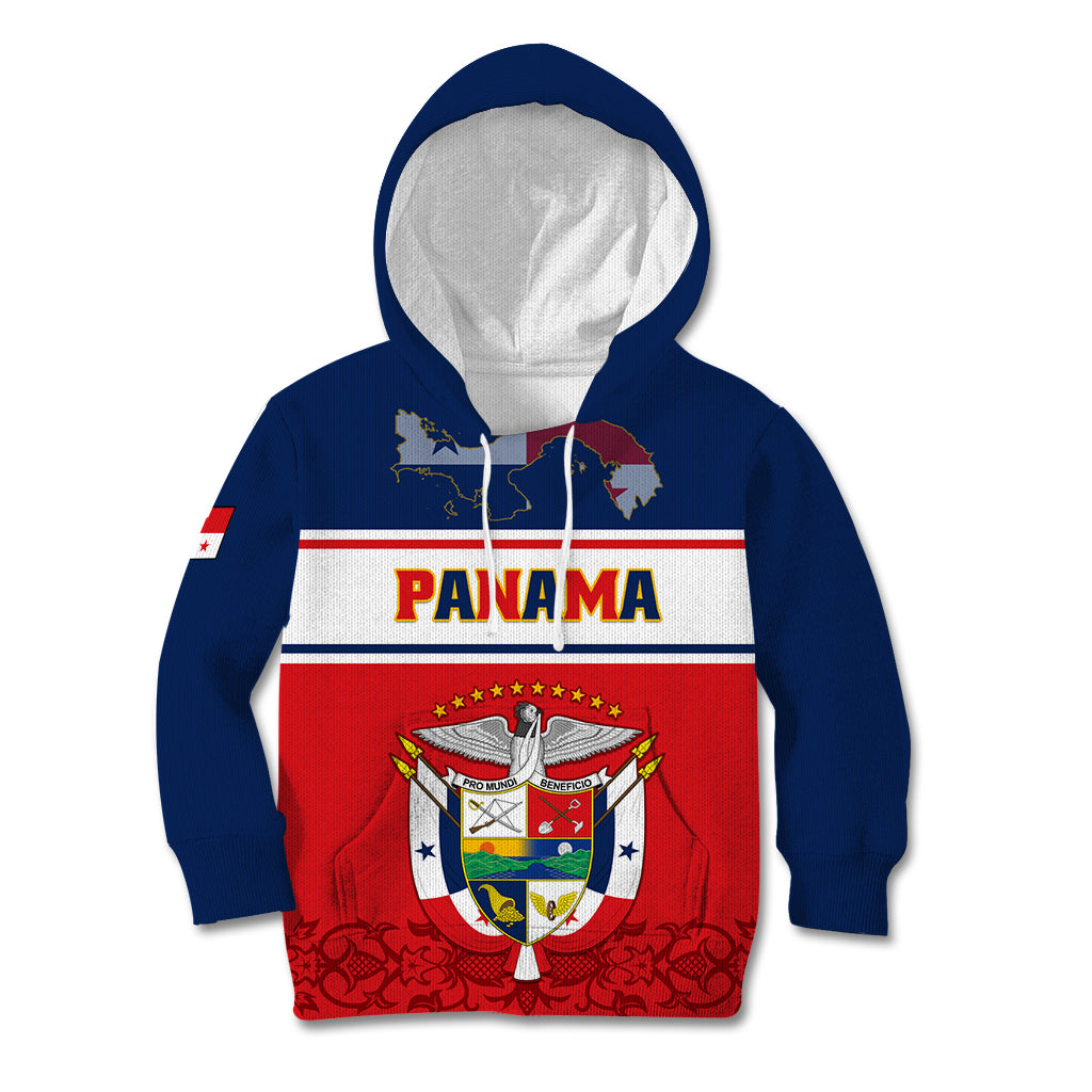 Panama Independence Day Kid Hoodie Coat Of Arms Pollera Pattern - Wonder Print Shop