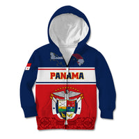 Panama Independence Day Kid Hoodie Coat Of Arms Pollera Pattern - Wonder Print Shop