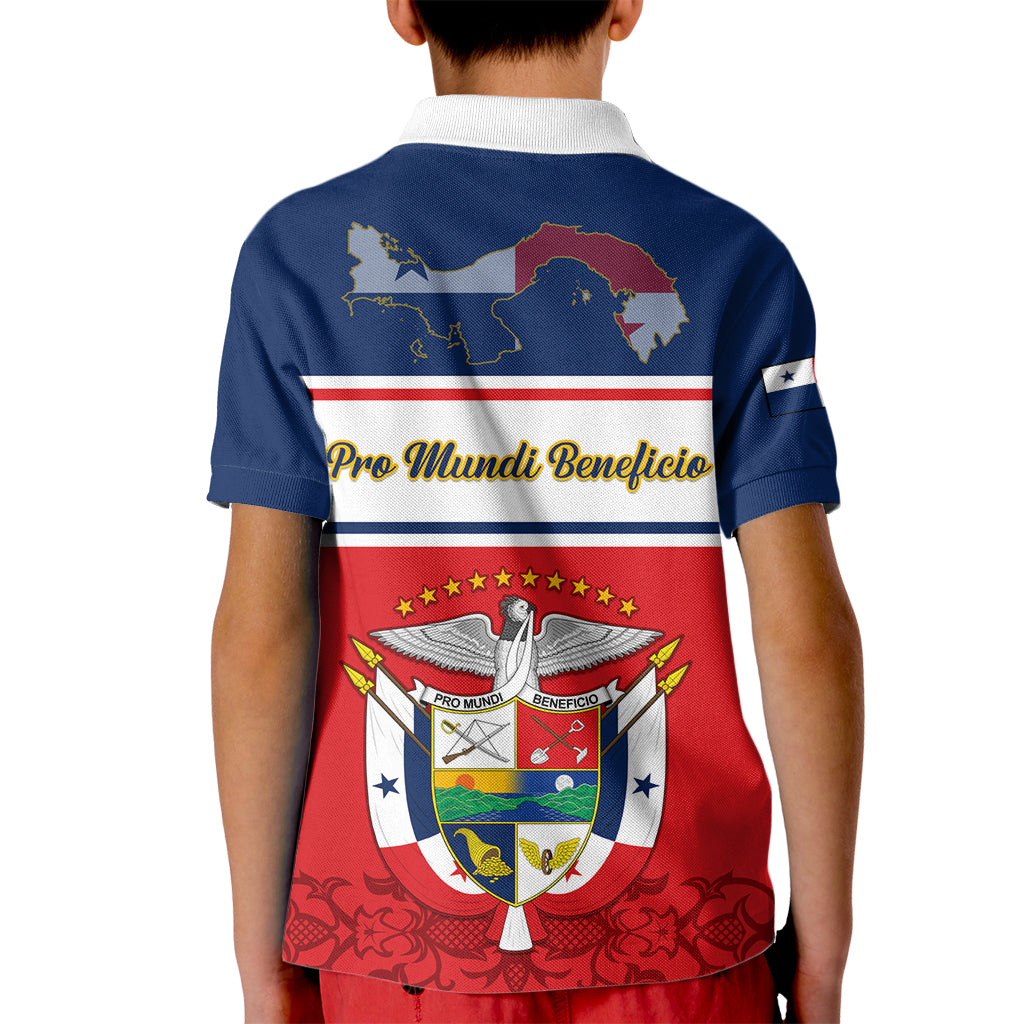 Panama Independence Day Kid Polo Shirt Coat Of Arms Pollera Pattern - Wonder Print Shop
