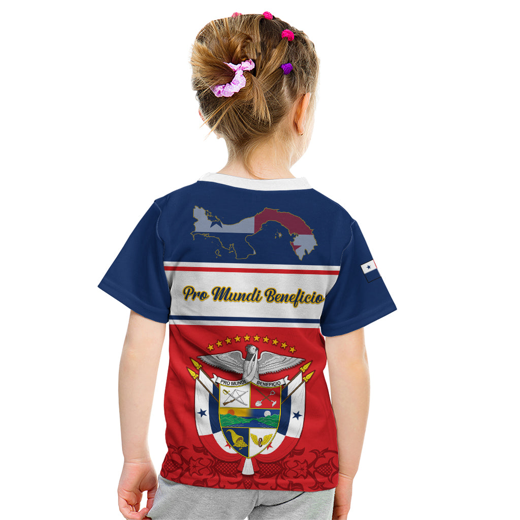 Panama Independence Day Kid T Shirt Coat Of Arms Pollera Pattern - Wonder Print Shop