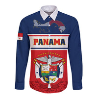 Panama Independence Day Long Sleeve Button Shirt Coat Of Arms Pollera Pattern - Wonder Print Shop