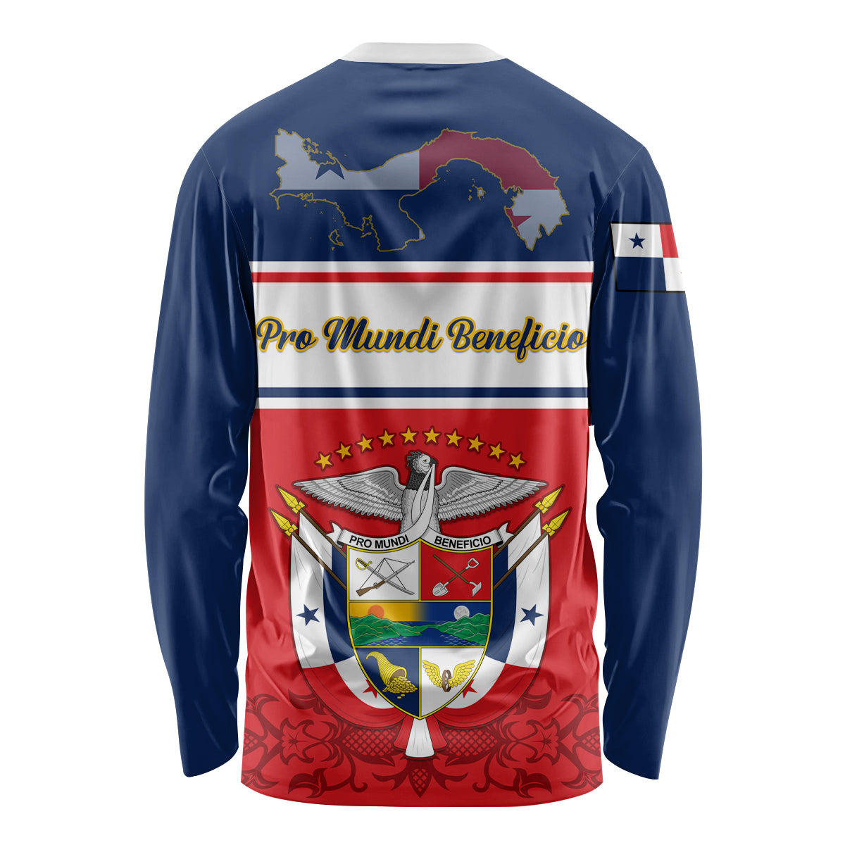 Panama Independence Day Long Sleeve Shirt Coat Of Arms Pollera Pattern - Wonder Print Shop