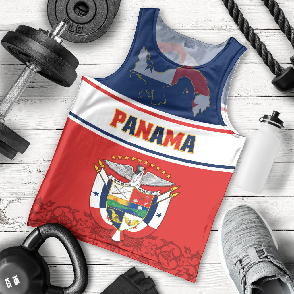 Panama Independence Day Men Tank Top Coat Of Arms Pollera Pattern - Wonder Print Shop