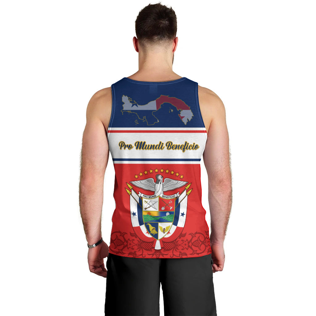 Panama Independence Day Men Tank Top Coat Of Arms Pollera Pattern - Wonder Print Shop