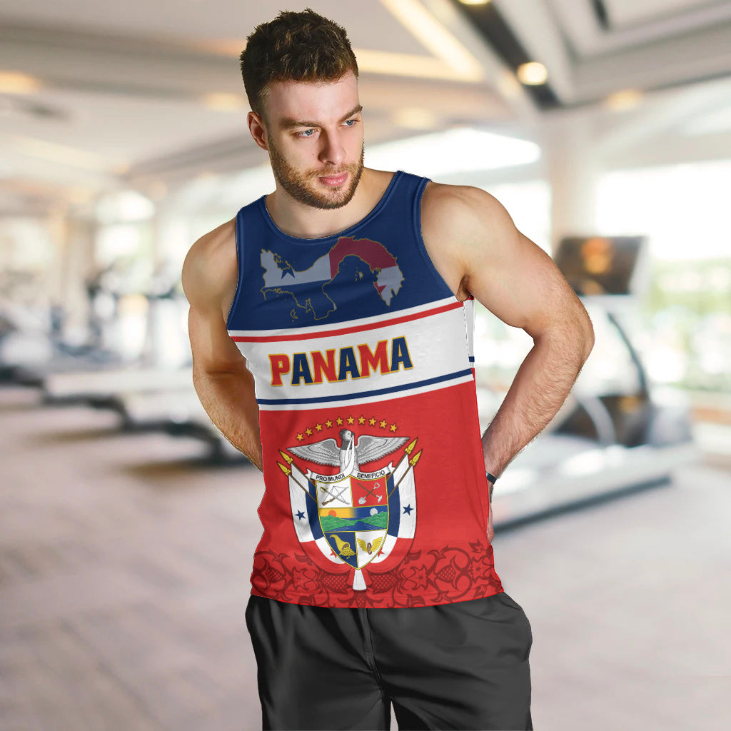 Panama Independence Day Men Tank Top Coat Of Arms Pollera Pattern - Wonder Print Shop