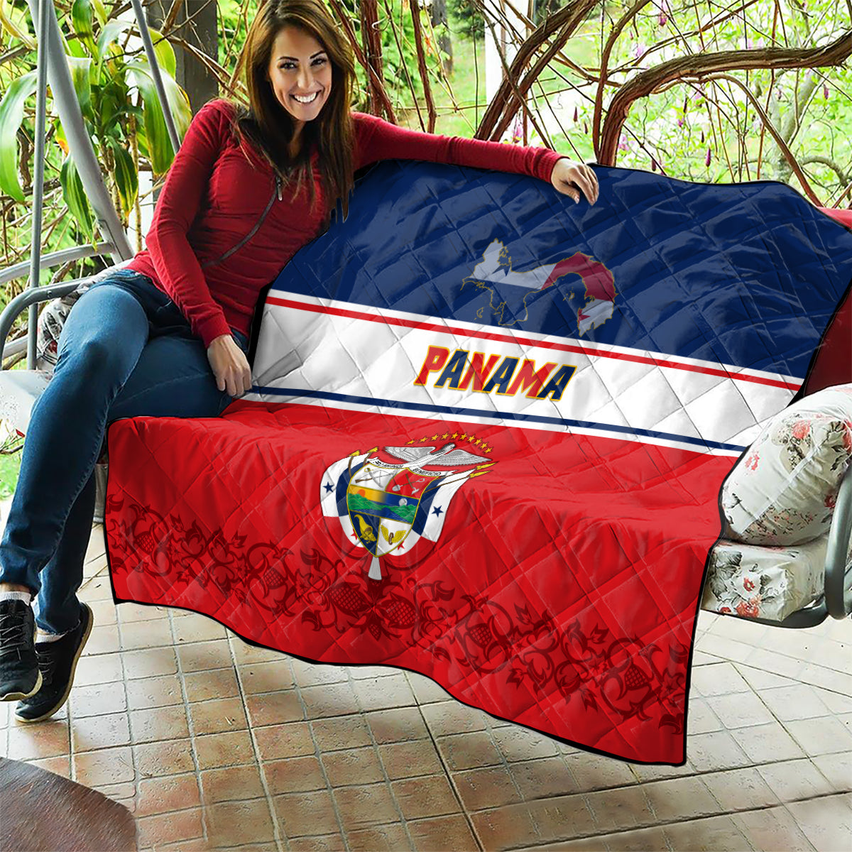 Panama Independence Day Quilt Coat Of Arms Pollera Pattern - Wonder Print Shop