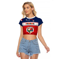 Panama Independence Day Raglan Cropped T Shirt Coat Of Arms Pollera Pattern - Wonder Print Shop