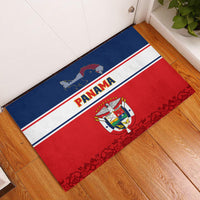 Panama Independence Day Rubber Doormat Coat Of Arms Pollera Pattern - Wonder Print Shop