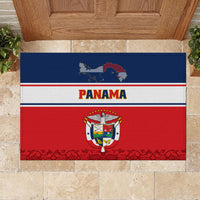 Panama Independence Day Rubber Doormat Coat Of Arms Pollera Pattern - Wonder Print Shop