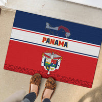 Panama Independence Day Rubber Doormat Coat Of Arms Pollera Pattern - Wonder Print Shop