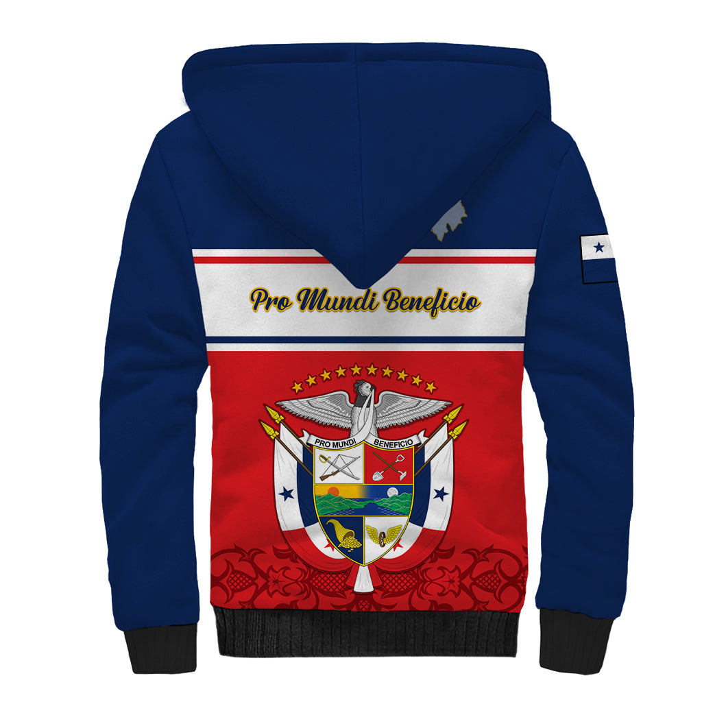 Panama Independence Day Sherpa Hoodie Coat Of Arms Pollera Pattern - Wonder Print Shop