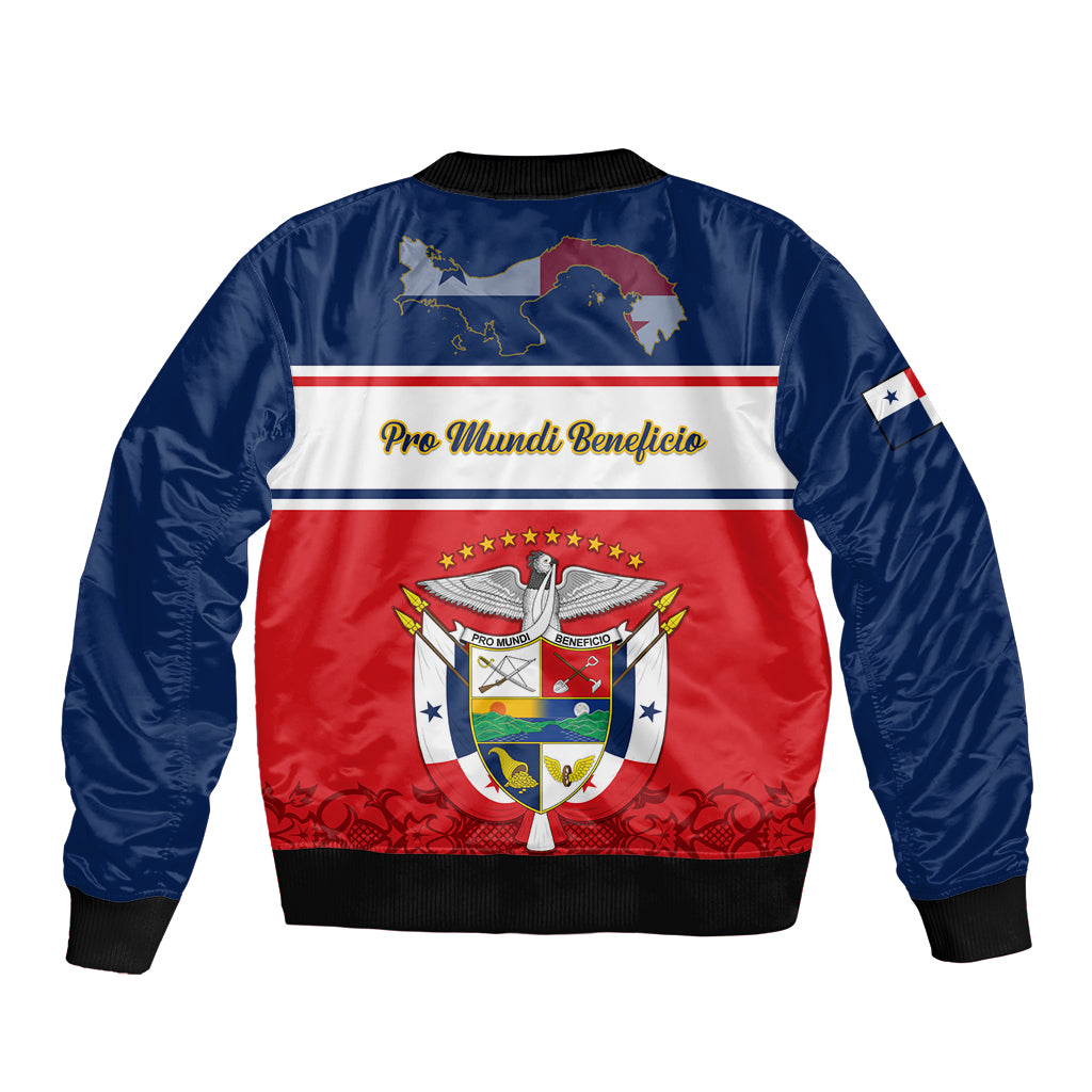 Panama Independence Day Sleeve Zip Bomber Jacket Coat Of Arms Pollera Pattern - Wonder Print Shop