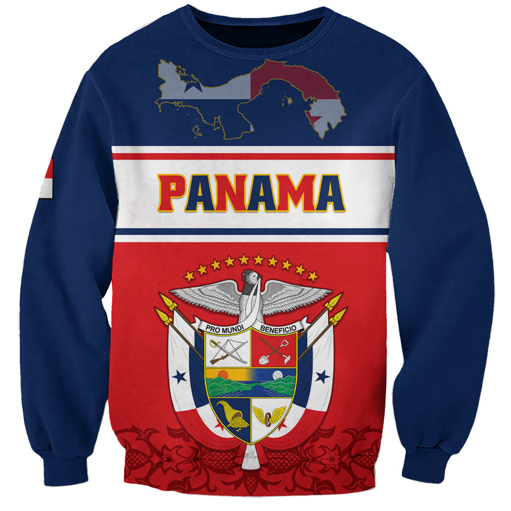 Panama Independence Day Sweatshirt Coat Of Arms Pollera Pattern - Wonder Print Shop