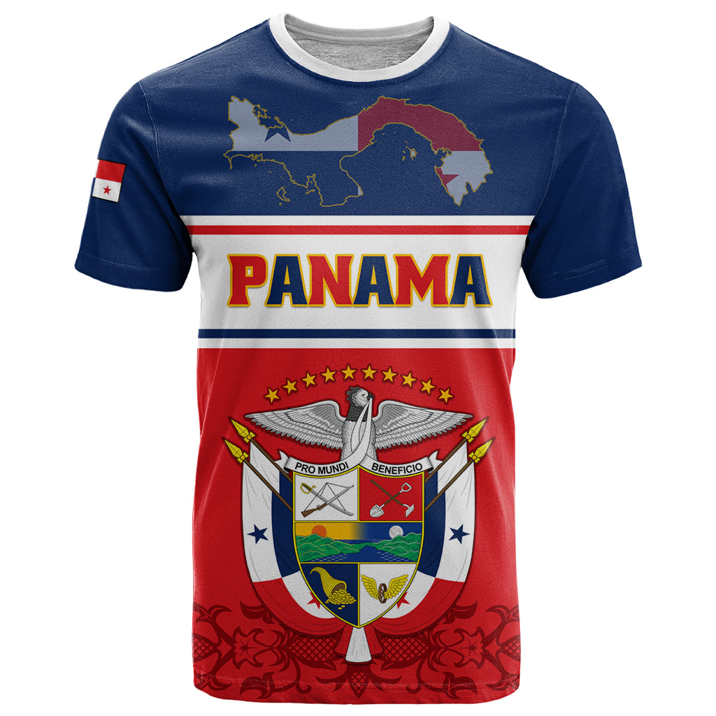 Panama Independence Day T Shirt Coat Of Arms Pollera Pattern - Wonder Print Shop