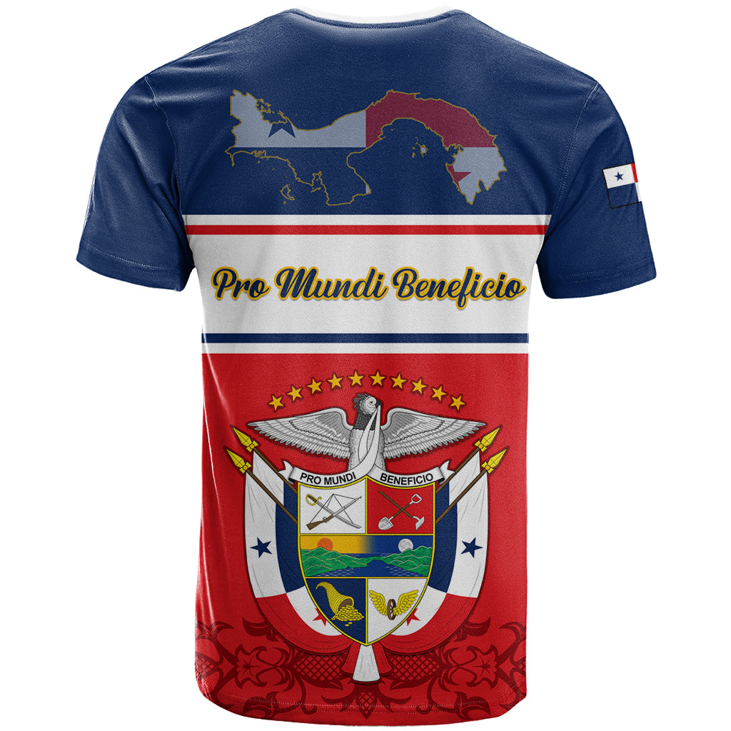 Panama Independence Day T Shirt Coat Of Arms Pollera Pattern - Wonder Print Shop