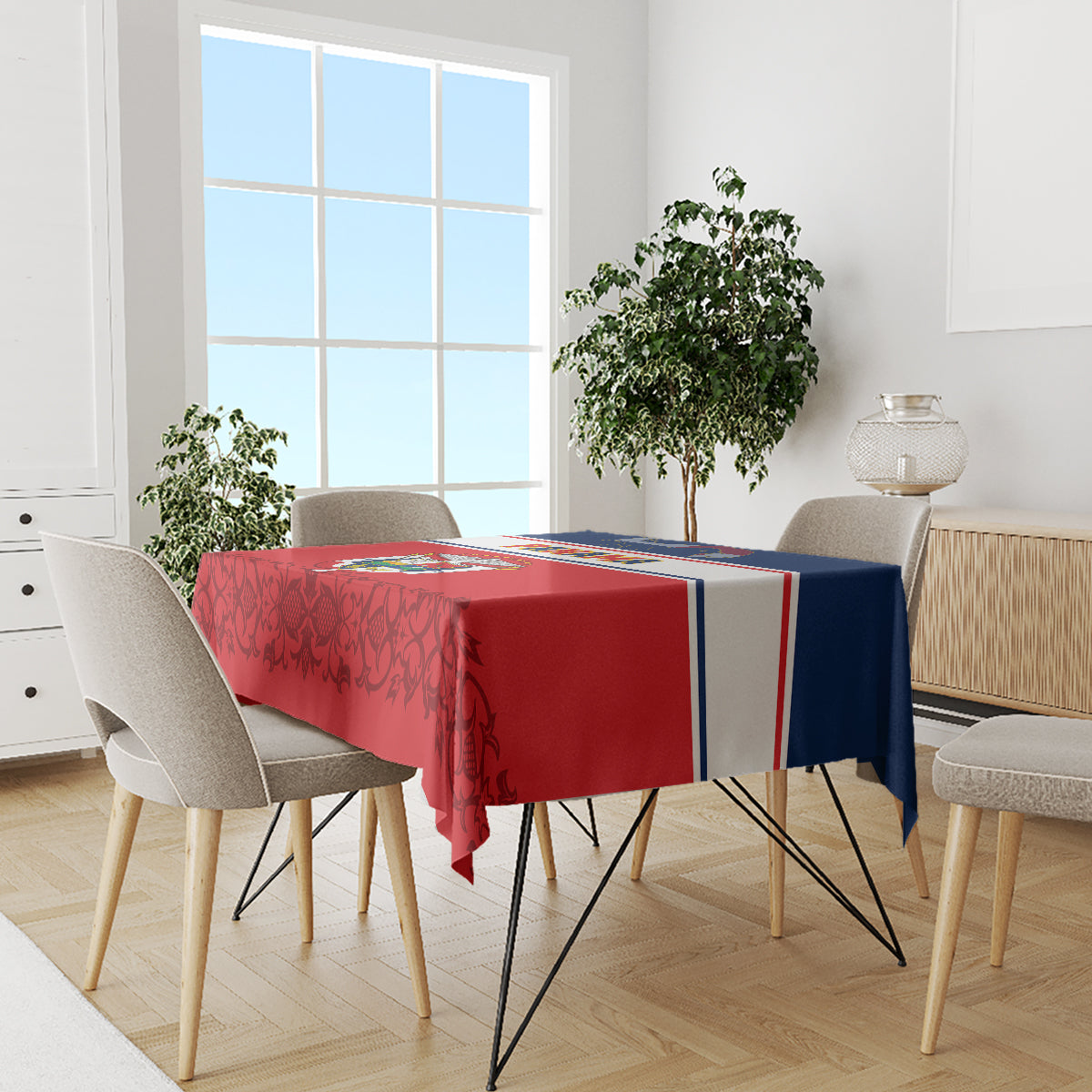 Panama Independence Day Tablecloth Coat Of Arms Pollera Pattern - Wonder Print Shop