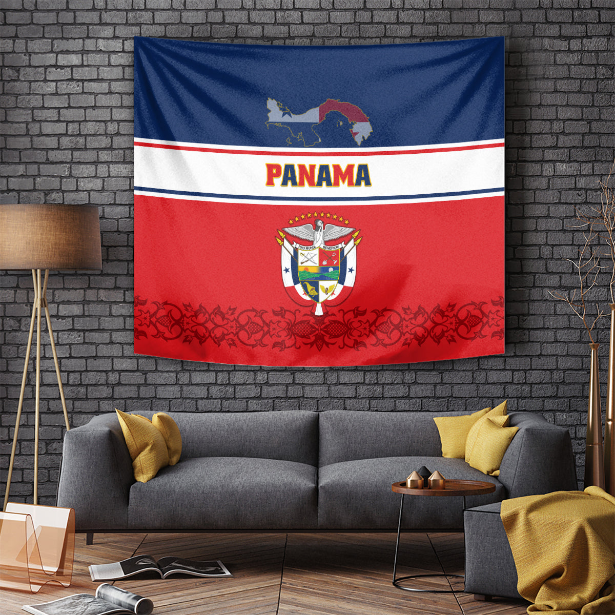 Panama Independence Day Tapestry Coat Of Arms Pollera Pattern - Wonder Print Shop
