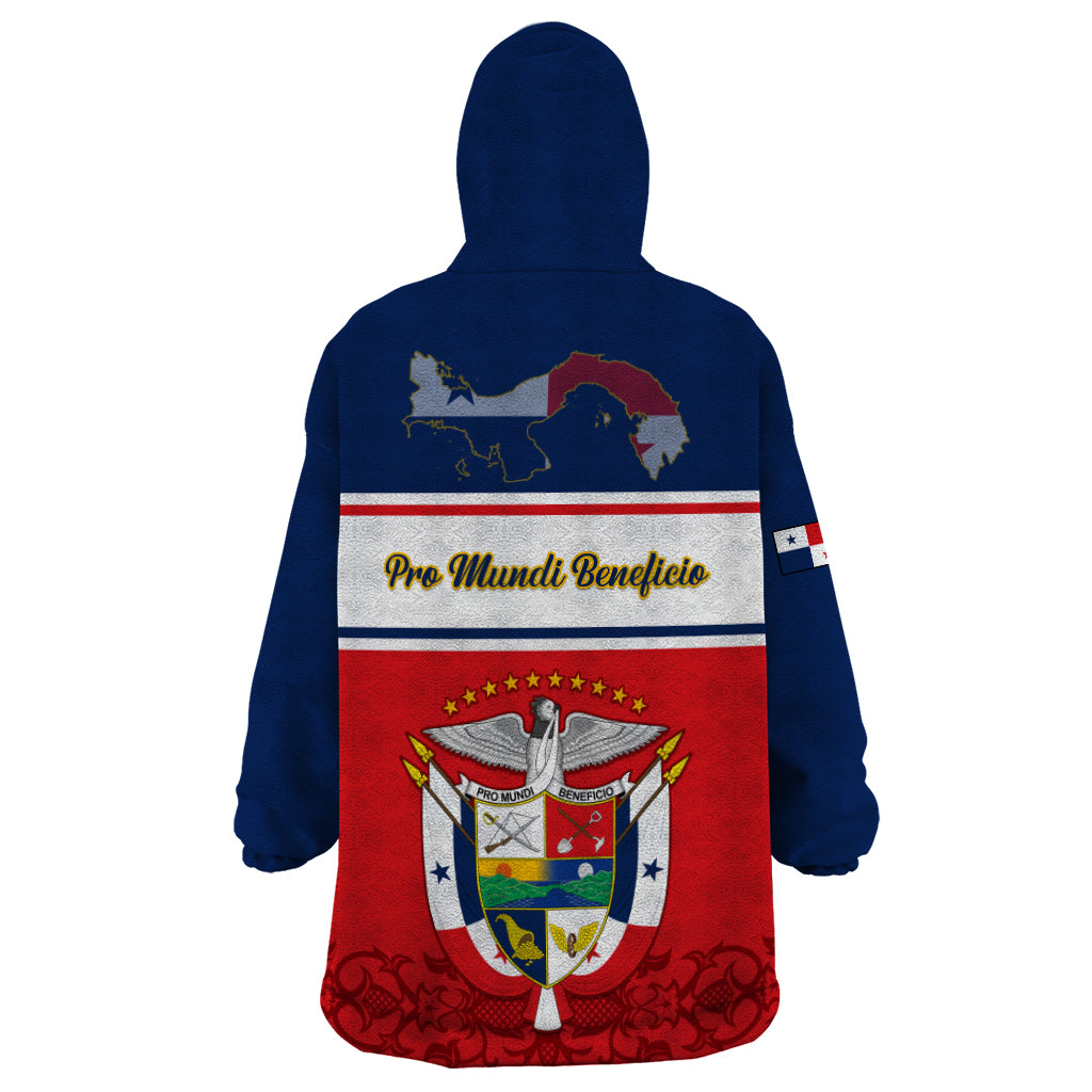 Panama Independence Day Wearable Blanket Hoodie Coat Of Arms Pollera Pattern - Wonder Print Shop