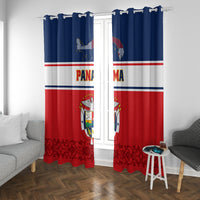 Panama Independence Day Window Curtain Coat Of Arms Pollera Pattern - Wonder Print Shop