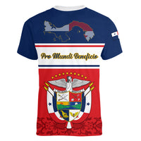 Panama Independence Day Women V Neck T Shirt Coat Of Arms Pollera Pattern - Wonder Print Shop