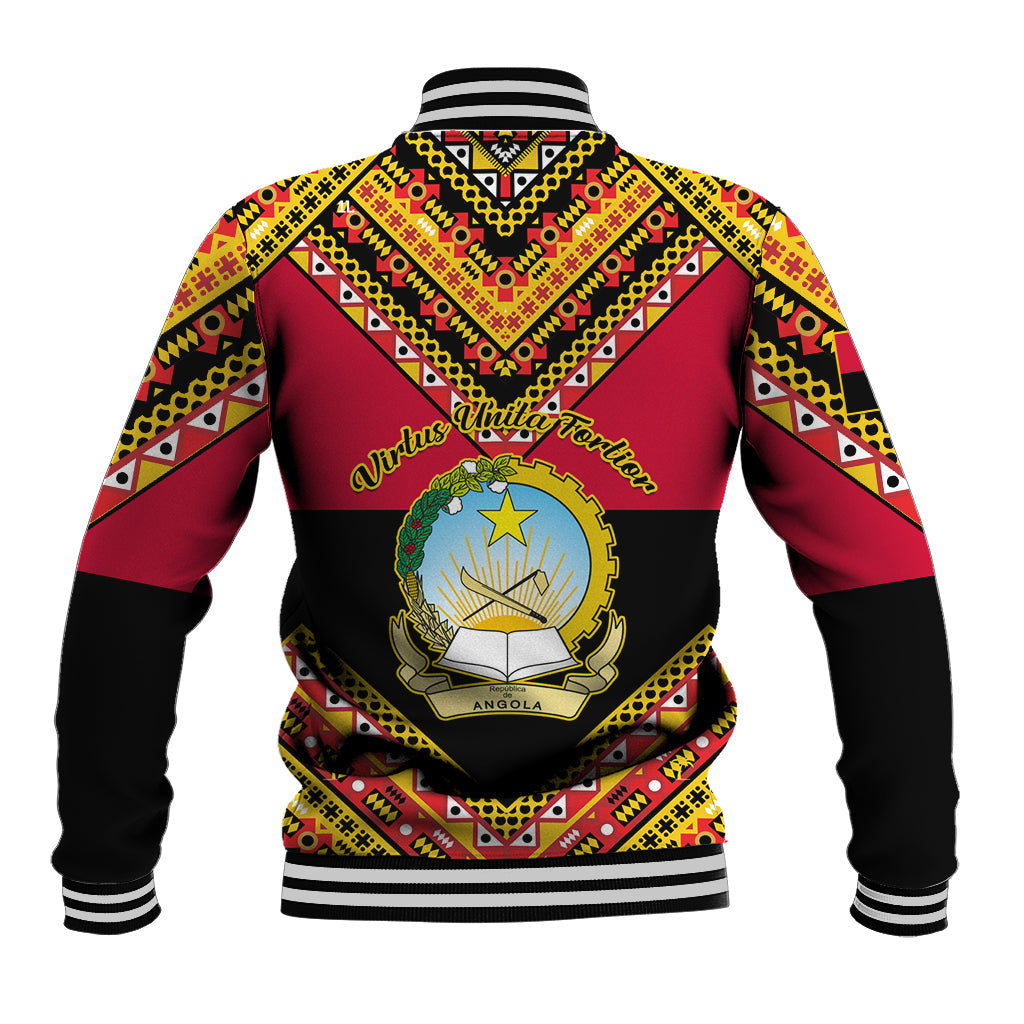 Angola Independence Day Baseball Jacket Coat Of Arms Samakaka Pattern - Wonder Print Shop