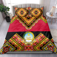 Angola Independence Day Bedding Set Coat Of Arms Samakaka Pattern - Wonder Print Shop