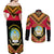 Angola Independence Day Couples Matching Off Shoulder Maxi Dress and Long Sleeve Button Shirts Coat Of Arms Samakaka Pattern - Wonder Print Shop