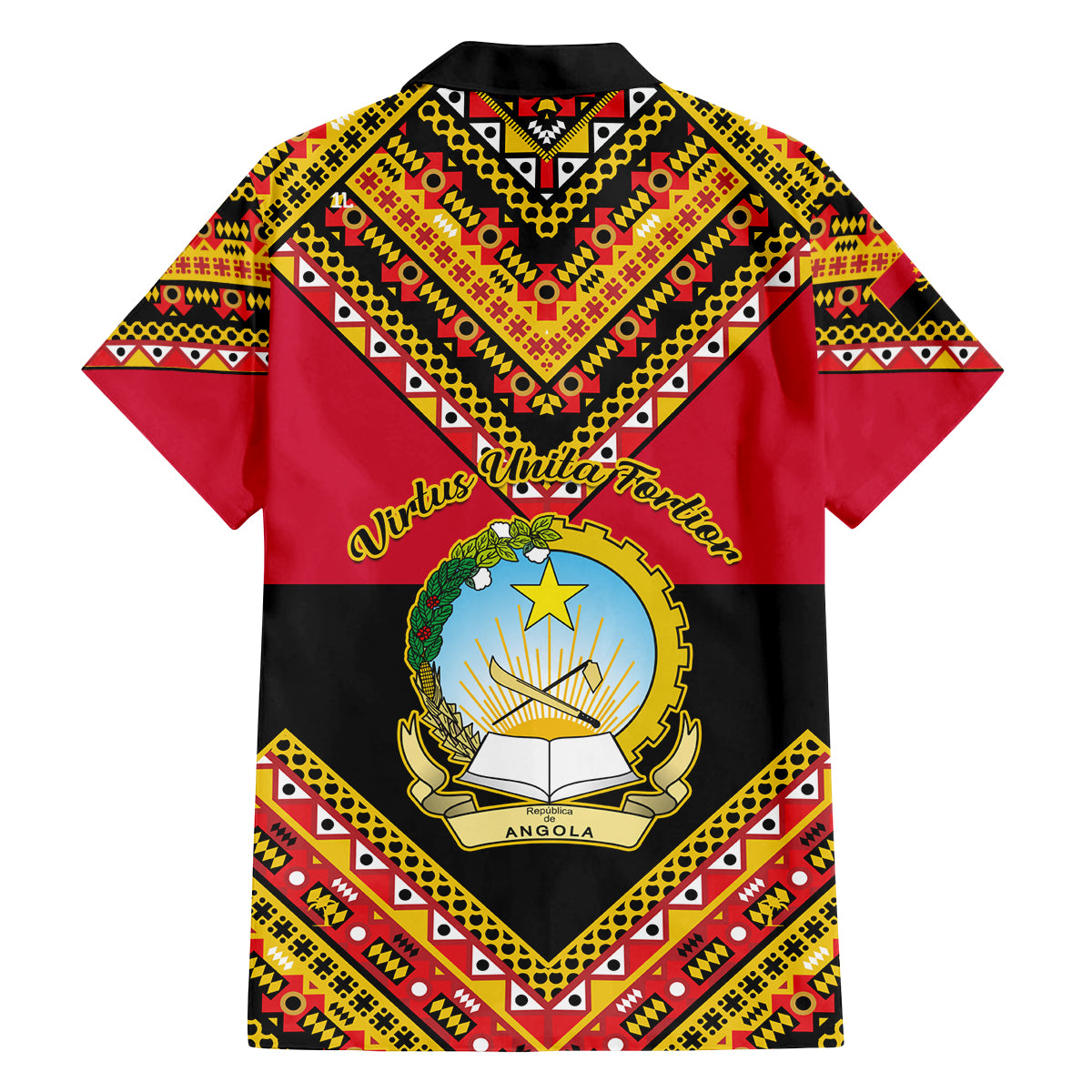 Angola Independence Day Family Matching Tank Maxi Dress and Hawaiian Shirt Coat Of Arms Samakaka Pattern - Wonder Print Shop