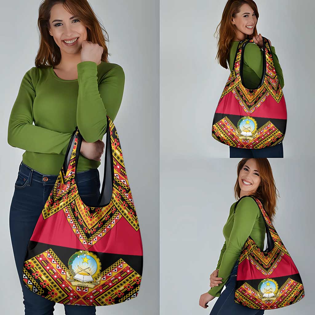 Angola Independence Day Grocery Bag Coat Of Arms Samakaka Pattern